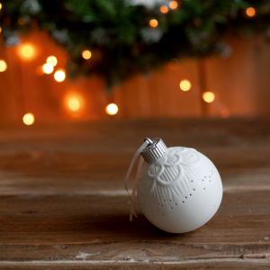 Set of Porcelain Luminous Christmas Balls "White Christmas" 6pcs